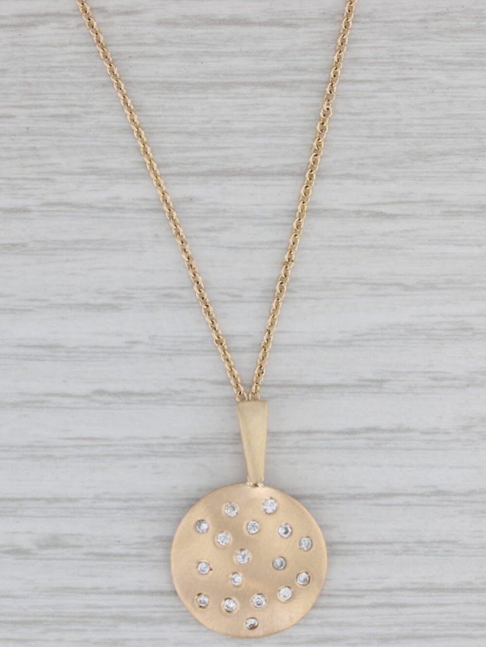 0.30ctw Diamond Dots Stationary Pendant Necklace 14k Gold 18" Cable Chain